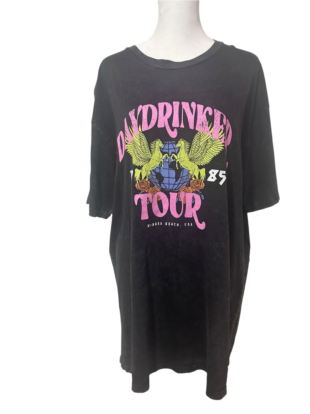 Lulusimonstudio Daydrinker Tour ’85 Oversized Graphic Tee Mini Dress | Size M
